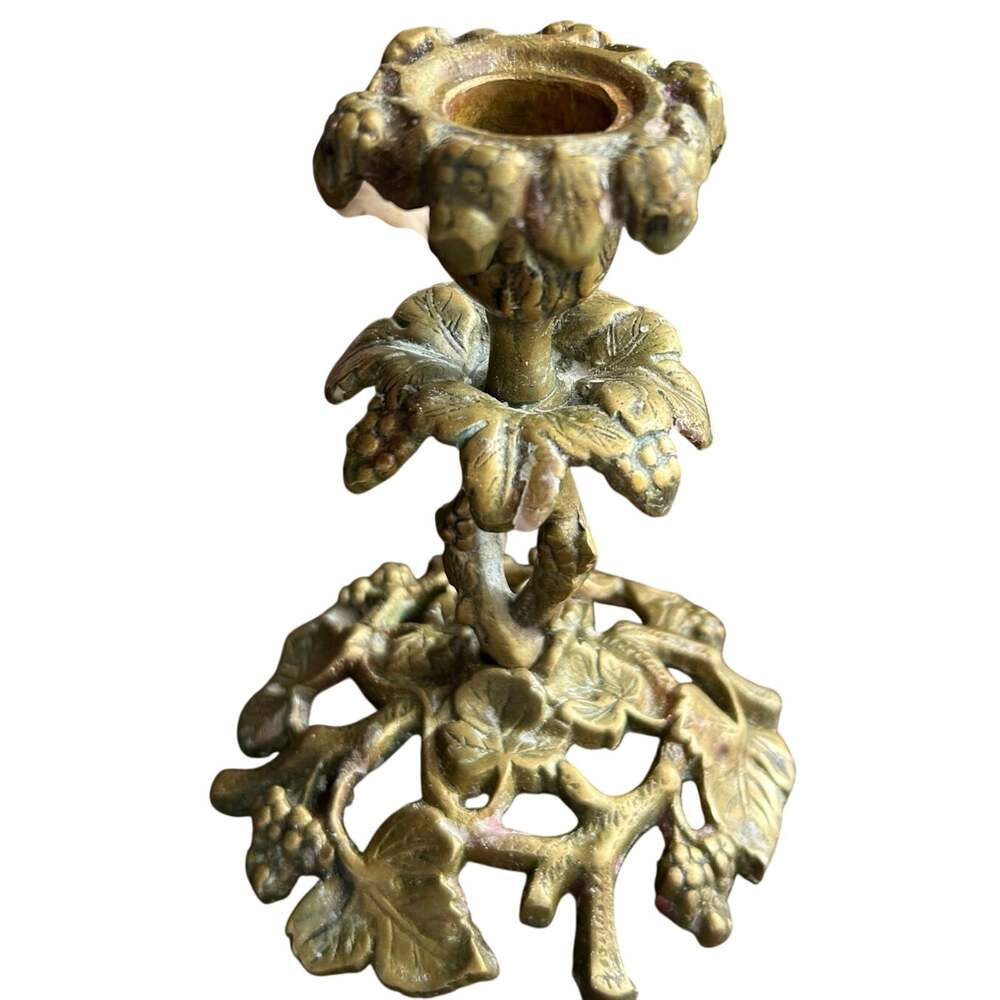 Vintage Brass Candle Holder Glo-Mar Art Works Inc NY Grapevine Hollywood Regency